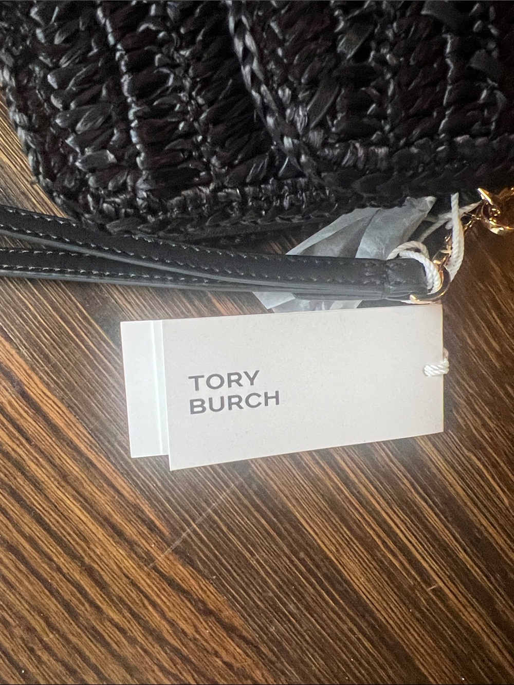 Tory Burch Black Woven Crossbody with Gold Chain - Picture 2 of 9